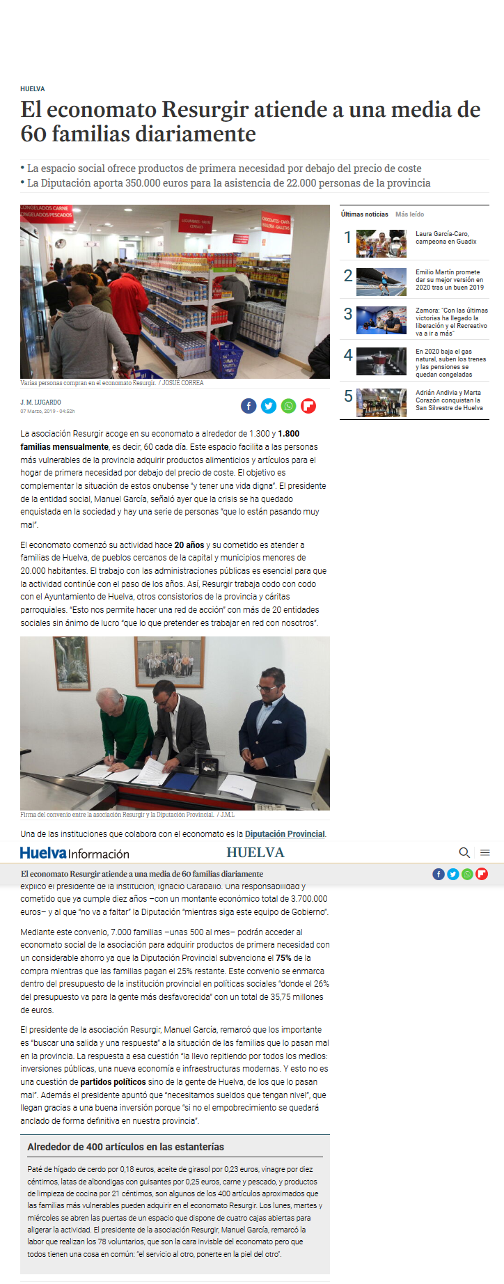 El economato Resurgir atiende a una media de 60 familias diariamente El economato Resurgir atiende a una media de 60 familias diariamente